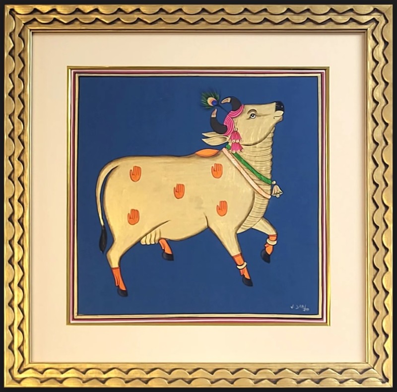 Image of Framed Cow Picture
