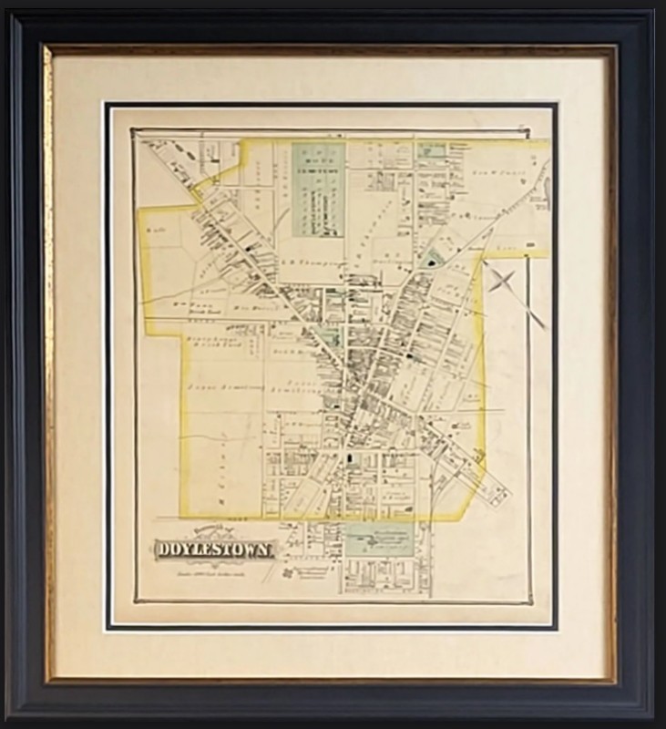 Image of Framed Historical Doylestown PA Map