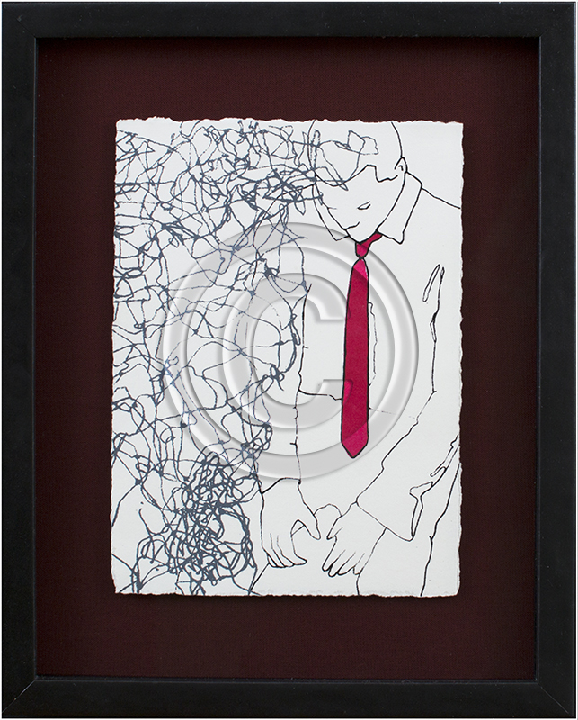 Image of Pen Drawing in Black Frame