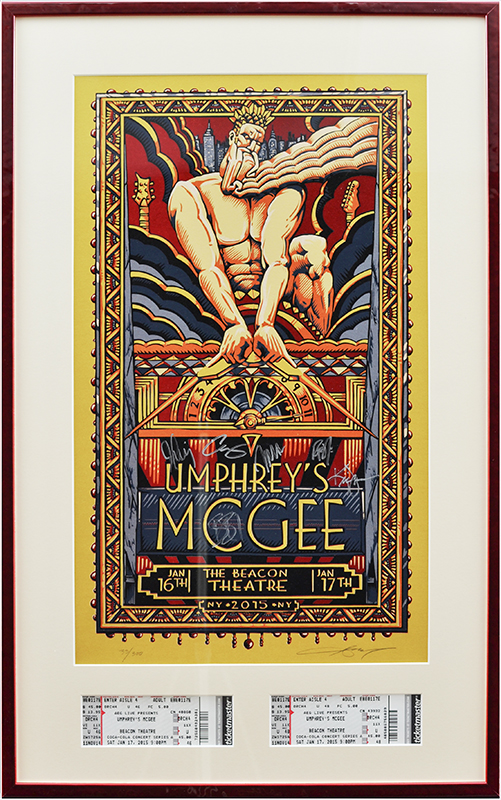 Image of Band Poster with Tickets in Red Frame