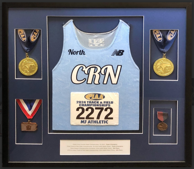 Image of Framed Council Rock North Jersey & Medals