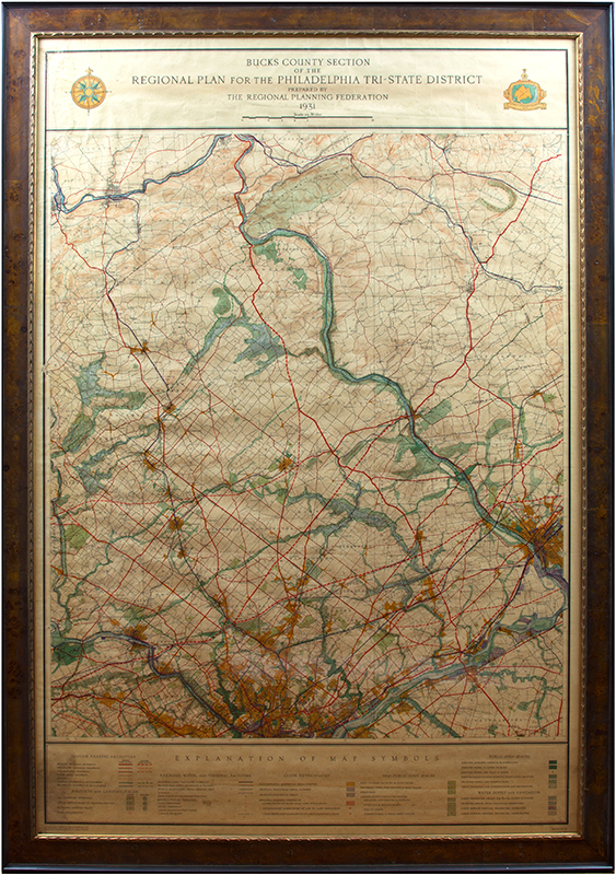 Image of Large Antique Map in Picture Frame