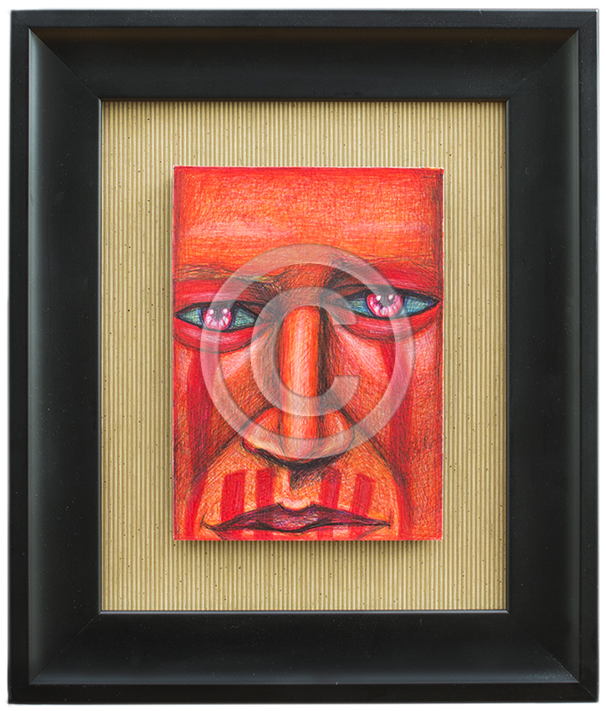Image of Red Face Painting in Black Frame